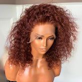 Fabulous Middle Part Dark Ginger Romantic Wave Lace Frontal Lace Wig
